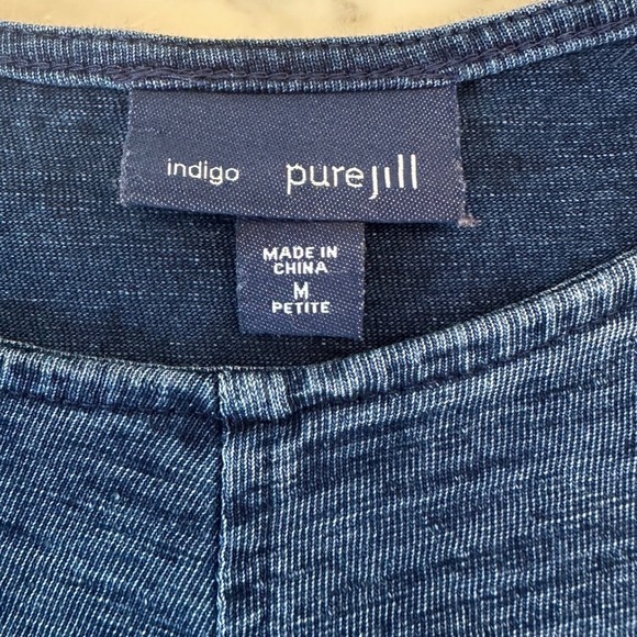 J. Jill Pure Jill Indigo Low Tide Tunic Top Dress Womens Sz M Petite 100% Cotton - Picture 6 of 10